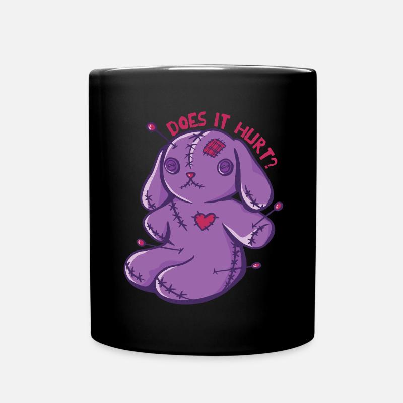 Voodoo-Häschen Tut es weh? Voodoo Puppe Halloween - Tasse einfarbig - Schwarz