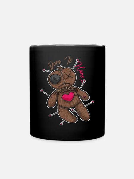Poupée vaudou drôle Est-ce que ça fait mal? Sorcellerie effrayante - Mug uni - noir