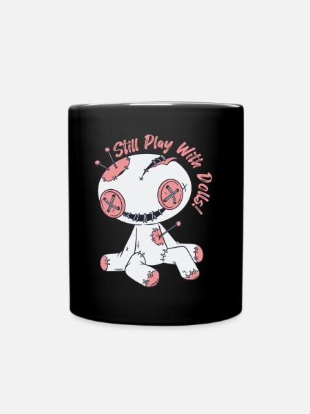 Poupée vaudou effrayante jouant avec des poupées Sorcellerie - Mug uni - noir