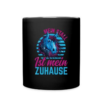 Pferdemädchen Pferd Der Stall ist mein Zuhause - Tasse einfarbig - Schwarz - Vorne