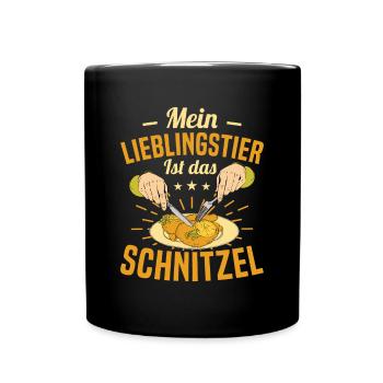 Schnitzel Mein Lieblingstier ist das Schnitzel - Tasse einfarbig - Schwarz - Vorne