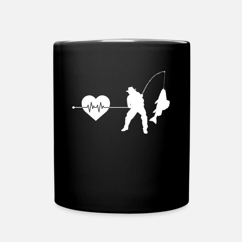 Angeln Herzschlag - Tasse einfarbig - Schwarz