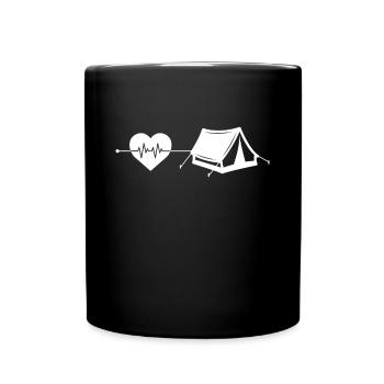Wohnmobil Herzschlag - Tasse einfarbig - Schwarz - Vorne