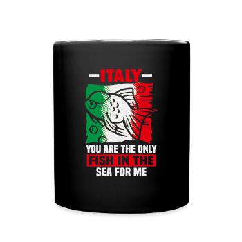 Italie vacances à la plage au bord de la mer Design beach motif - Mug uni - noir - Devant