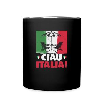 Italie vacances à la plage au bord de la mer Design beach motif - Mug uni - noir - Devant