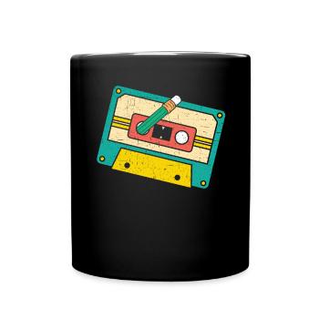 Kassettenbandmusikliebhaber Nationaler Retro-Tag - Tasse einfarbig - Schwarz - Vorne