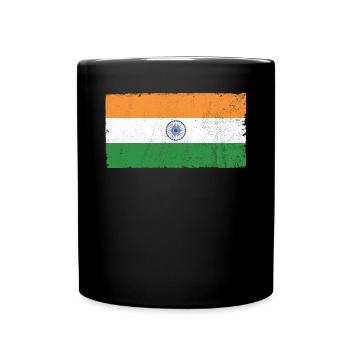 Tag der indischen Republik Hindustani indische Flagge - Tasse einfarbig - Schwarz - Vorne