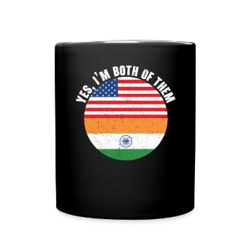 Oui, je suis tous les deux Drapeau des États-Unis de la Journée de la République de l’Inde - Mug uni - noir - Devant