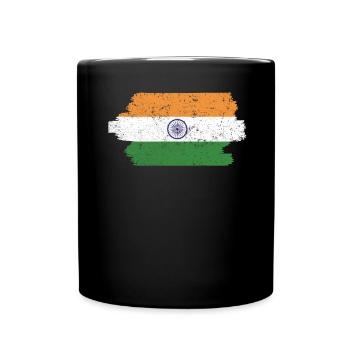 Tag der indischen Republik Hindustani indische Flagge - Tasse einfarbig - Schwarz - Vorne