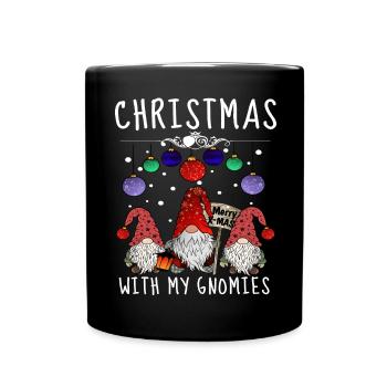 Gnome Familie Weihnachts Wichtel - Tasse einfarbig - Schwarz - Vorne