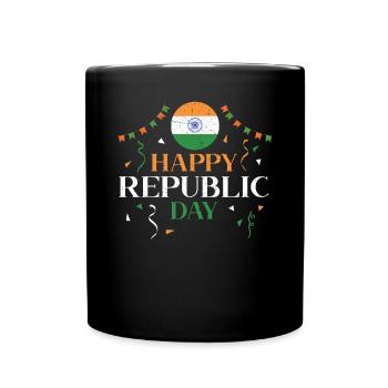 Happy Republic Day Hindustani Indien Flagge Indisch - Tasse einfarbig - Schwarz - Vorne