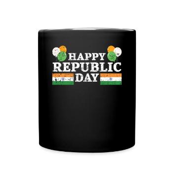 Happy Republic Day Hindustani Indien Flagge Indisch - Tasse einfarbig - Schwarz - Vorne