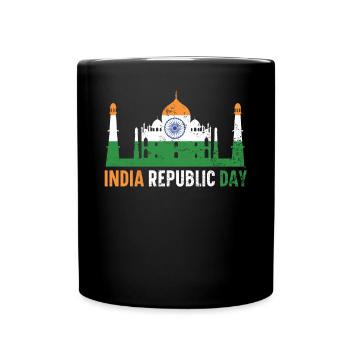 Tag der indischen Republik Hindustani indische Flagge - Tasse einfarbig - Schwarz - Vorne