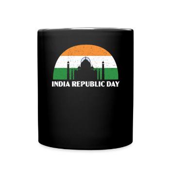 Tag der indischen Republik Hindustani indische Flagge - Tasse einfarbig - Schwarz - Vorne