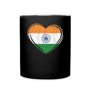 Tag der indischen Republik Hindustani indische Flagge - Tasse einfarbig - Schwarz - Vorne