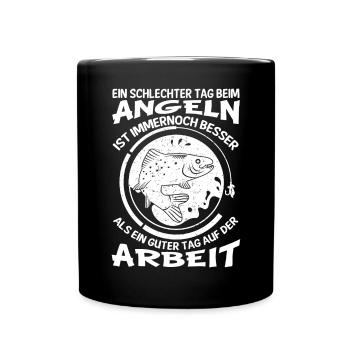 Angelspruch Männer Vater Angler Angeln Fischen - Tasse einfarbig - Schwarz - Vorne