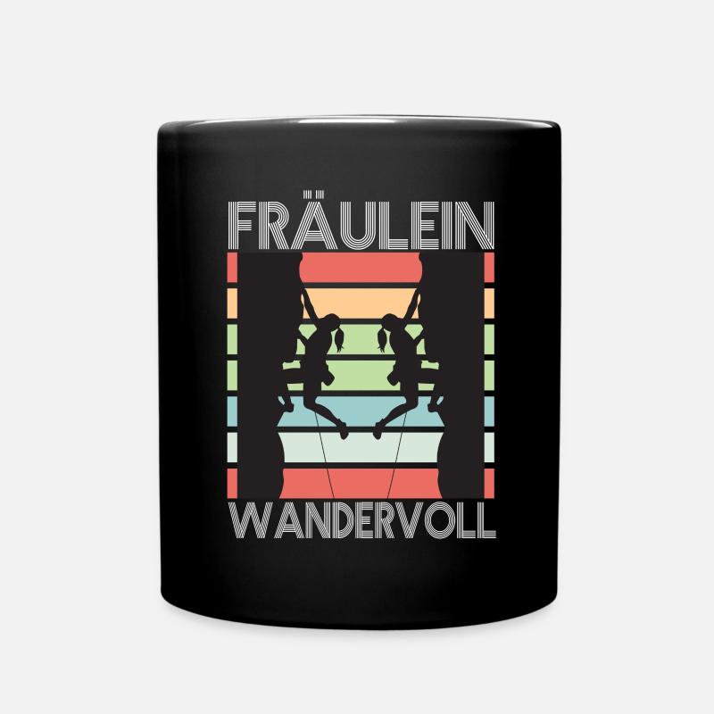 Fräulein Wandervoll Wandern Bergsteigen Spruch - Tasse einfarbig - Schwarz