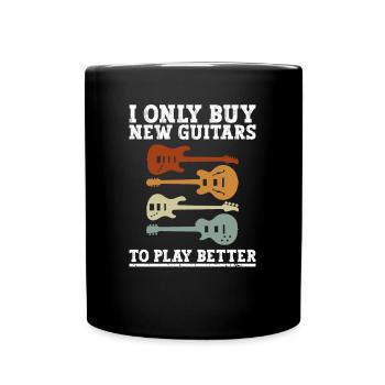 Je n’achète que de nouvelles guitares pour mieux jouer - Mug uni - noir - Devant