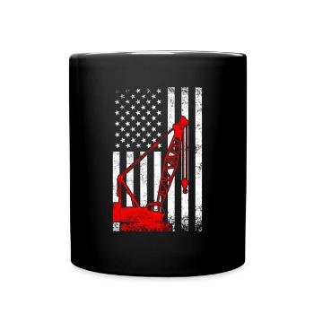 crane operator American Flag, crane operator - Tasse einfarbig - Schwarz - Vorne
