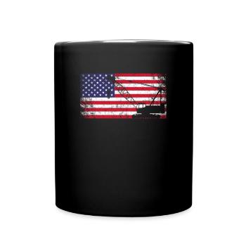 crane operator American Flag, crane operator - Tasse einfarbig - Schwarz - Vorne