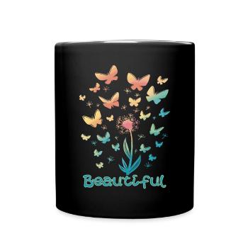 Schmetterling Schöne Blume Herbst Frühling Schmett - Tasse einfarbig - Schwarz - Vorne