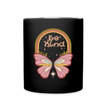 Retro Butterfly Friendly Flower Automne Printemps - Mug uni - noir - Devant