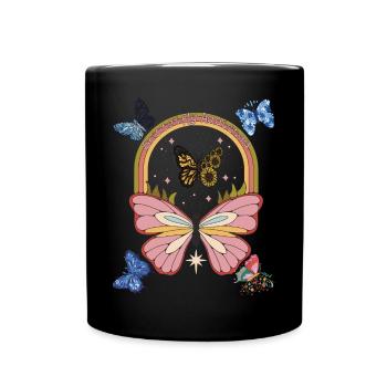 Butterfly Addicted Butterflies Galaxy Autumn - Full Colour Mug - black - Front