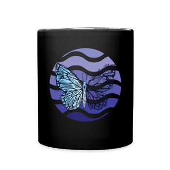 Schmetterling Retro für Frühling Schmetterlinge im - Tasse einfarbig - Schwarz - Vorne