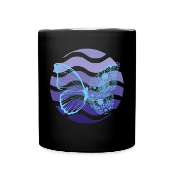 Schmetterling Kunst Retro Schmetterlinge Herbst Li - Tasse einfarbig - Schwarz - Vorne