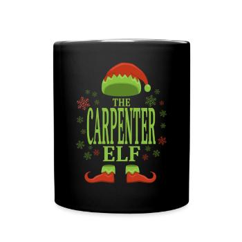 Carpenter Christmas Elf - Full Colour Mug - black - Front