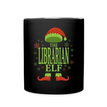 Bibliothécaire lutin de Noël - Mug uni - noir - Devant