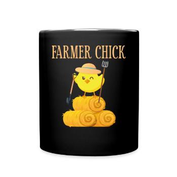 Farming Farmer Girl Chicken Farmer - Tasse einfarbig - Schwarz - Vorne