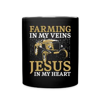 Farming Farmer Faith Christian - Tasse einfarbig - Schwarz - Vorne