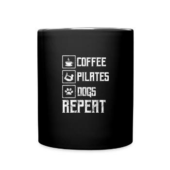 Kaffee Pilates Hunde - Tasse einfarbig - Schwarz - Vorne