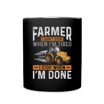 Farming Farmer Vintage Tractor - Full Colour Mug - black - Front