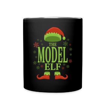 Model Weihnachtself - Tasse einfarbig - Schwarz - Vorne