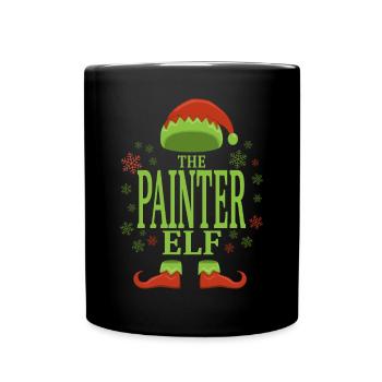 Peintre elfe de Noël - Mug uni - noir - Devant