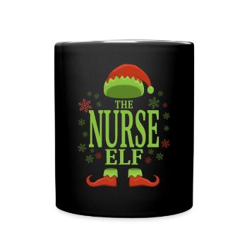 Krankenschwester Weihnachtself - Tasse einfarbig - Schwarz - Vorne