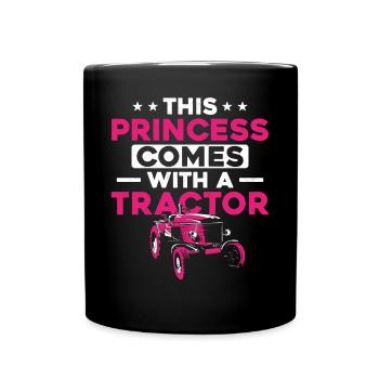 Farming Farmer Girl Female Tractor - Tasse einfarbig - Schwarz - Vorne