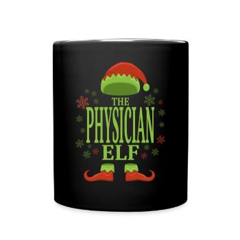 Arzt Weihnachtself - Tasse einfarbig - Schwarz - Vorne