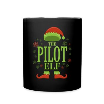 Pilot Christmas Elf - Full Colour Mug - black - Front