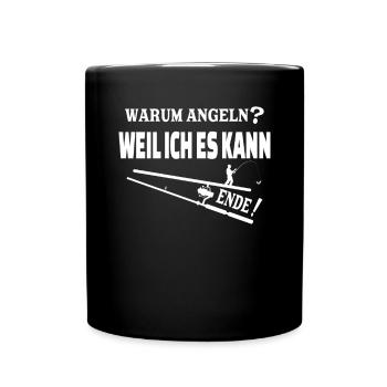 Angler Geschenkidee Hobby Angeln - Tasse einfarbig - Schwarz - Vorne