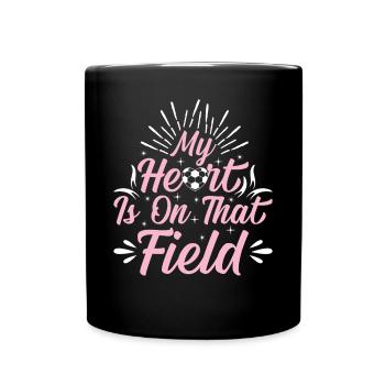 Mon cœur est sur ce terrain - Jouer au soccer - Mug uni - noir - Devant