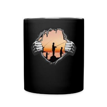 Angler Geschenkidee Hobby Angeln - Tasse einfarbig - Schwarz - Vorne