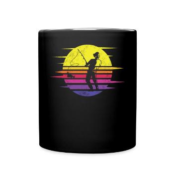 Angler Geschenkidee Hobby Angeln - Tasse einfarbig - Schwarz - Vorne