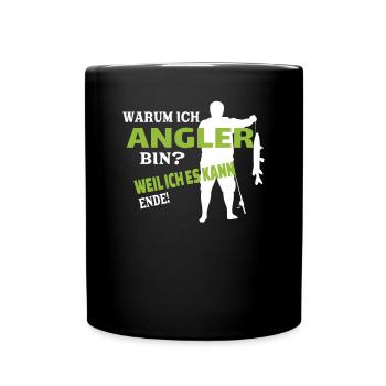 Angler Geschenkidee Hobby Angeln - Tasse einfarbig - Schwarz - Vorne