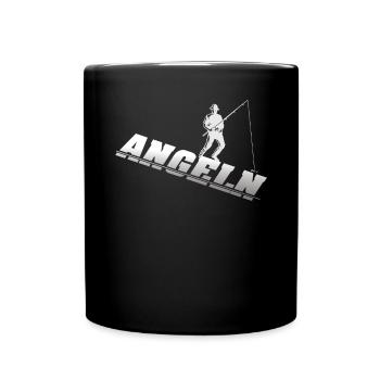 Angler Geschenkidee Hobby Angeln - Tasse einfarbig - Schwarz - Vorne