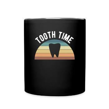 Tooth Time Vintage Retro Dentist - Full Colour Mug - black - Front