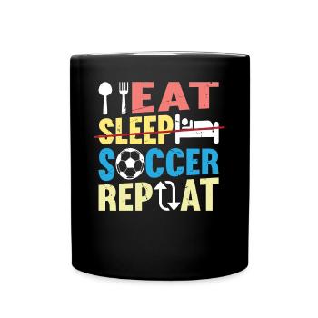 Eat Sleep Soccer Repeat - Soccer Player Funny Socc - Full Colour Mug - black - Front