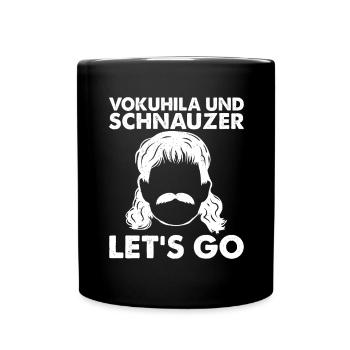 VOKUHILA UND SCHNAUZER, Let's go - Tasse einfarbig - Schwarz - Vorne